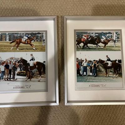 vintage framed horse racing photographs