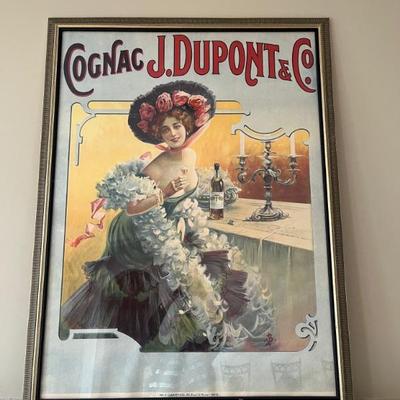 Art Nouveau, 1890s, antique French poster for J. Dupont cognac by V. Bocchino