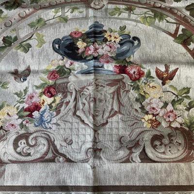 beautiful woven tapestries, birds, fruits, flowers, urns, Renaissance designs