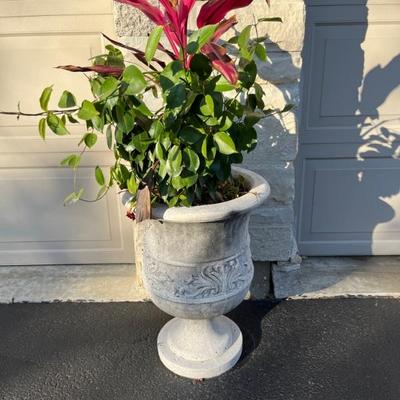 concrete garden urns, pair