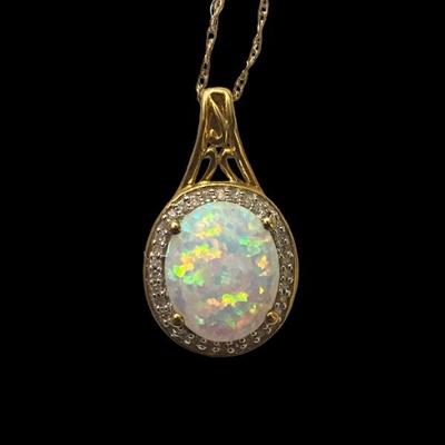 Opal Pendant In 10K Setting With Chain