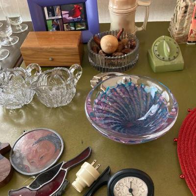 Signed art glass bowl and more
