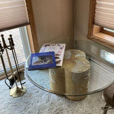 Round glass top coffee table