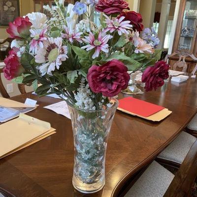 Crystal Vase with artificial flowers