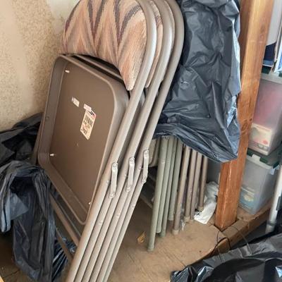 garage items including folding party chairs...