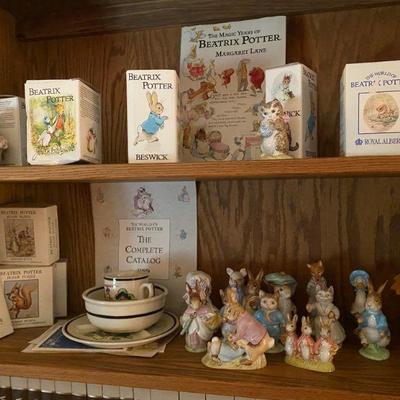 Beatrix Potter Figurines and matching needlepoint