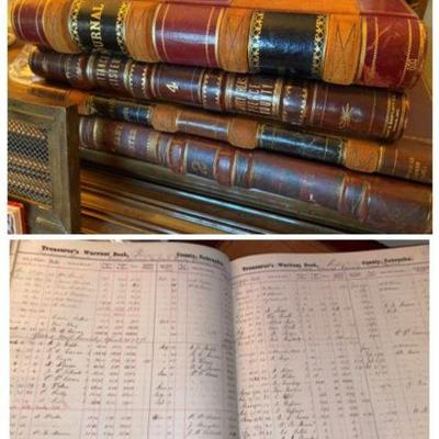 Collection of large leather bound journals, ledgers, registers, dating from 1875, 1899 and 1911