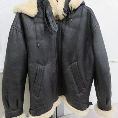 retro bomber jacket leather and sheepskin