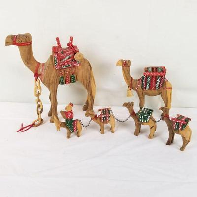 old carved wooden camels from Turkey