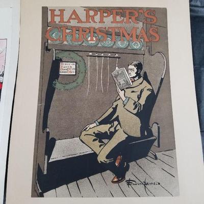 Litho of Harper's magazine cover 1800s 