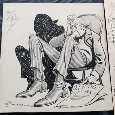 Original art for newspaper Uncle Sam cartoon by J. Campbell Cory