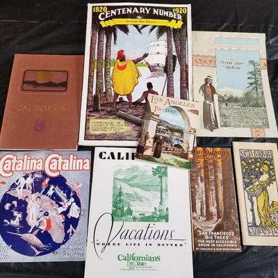 Vintage travel brochures and maps