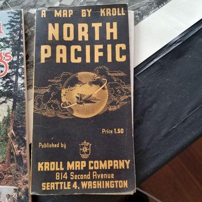 Vintage travel brochures and maps