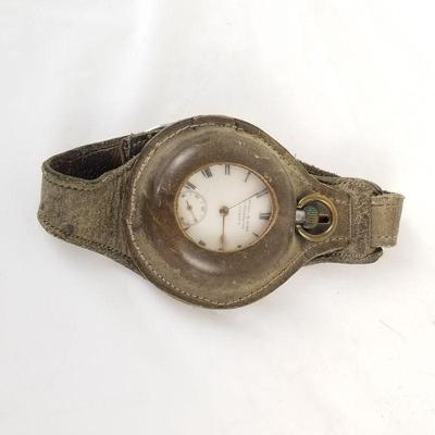 Pocket watch with leather wrist strap