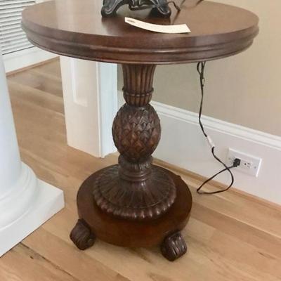 Carved pineapple pedestal table $295
22 X 27
