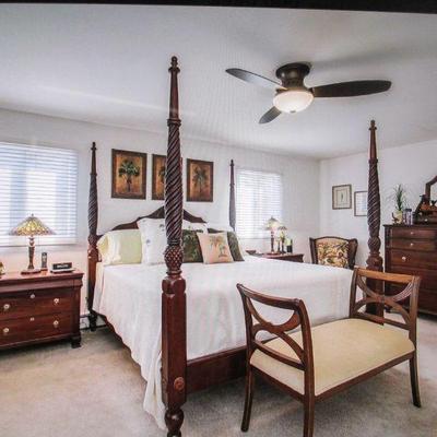 Ethan Allen British Classic King Bedroom Suite ~ 4 Poster Bed (Canopy Included Not Shown) ~ (Mattress Not Included)
