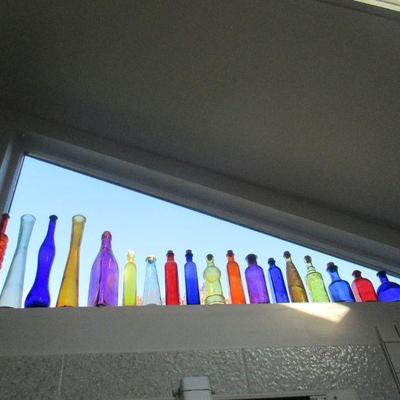 Large Colored Glass Bottle Collection 