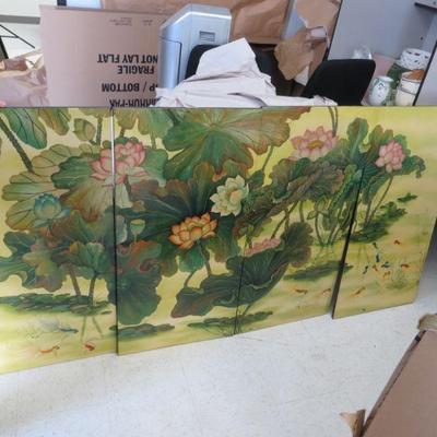 Large 4 piece Asian wall art.