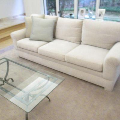 Living Room Suite ~ Sofas & Glass Top Coffee Table 