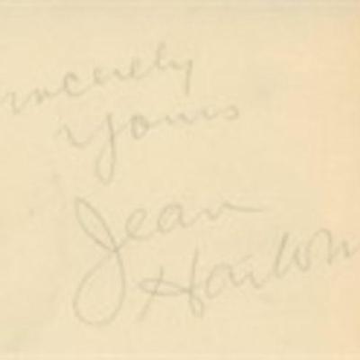Jean Harlowe rare signed signature cut