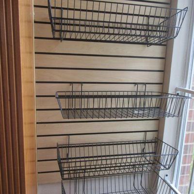 SLATWALL PANEL WALL MOUNTED SHELVING WITHOUT CONTENTS EXPERT REMOVAL REQUIRED