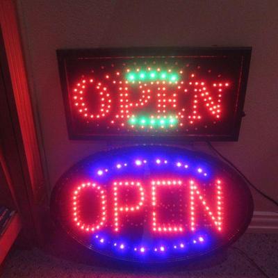 TWO BUSINESS OPEN AND CLOSE SIGNS