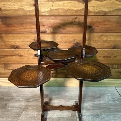 Vintage Mahogany Monoplane Pie Stand for 5 Pies