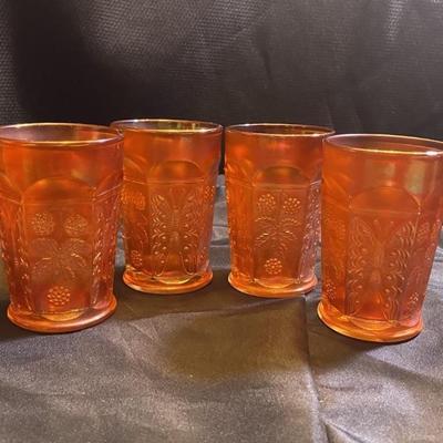 4- Antique Fenton Butterfly & Berry Tumbler, â…”.      The Pitcher and 4 more Tumblers are also available  in this Auction