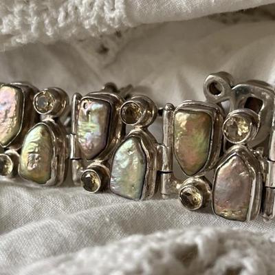 Sterling Silver, Abalone, & Citrine Bracelet