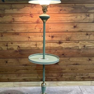 Mid Century Toleware Floor Lamp w/ Table