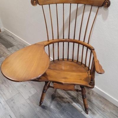 Vintage Handmade Windsor Writing Arm Chair