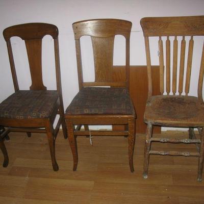vintagte wood chairs, your choise  $ 20.00 ea