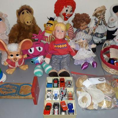vintage dolls and toys, including Matchbox and Hot Wheels