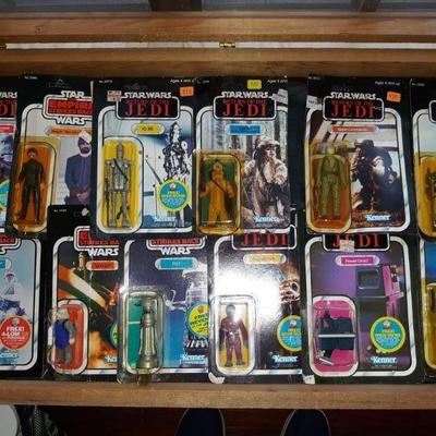 carded Star Wars action figures from Empire Strikes Back and Return of the Jedi (1980-1983)
