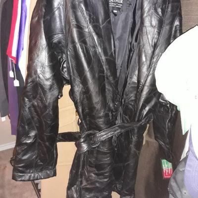 vintage leather wrap coat