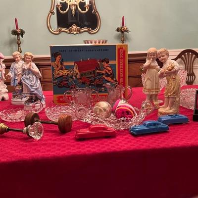 Collectors Welcome!  Antique Crystal, furniture, Aprons, Catholic Religiosity, 1950â€™s toys, Lots of  vintage Christmas collectibles