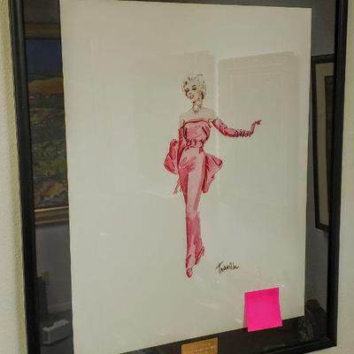 William Travilla (Fashion Designer) framed Marilyn Monroe prints. 3 different outfits from 3 of her films.