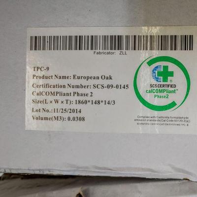 Numerous boxes of brand new European Oak flooring.