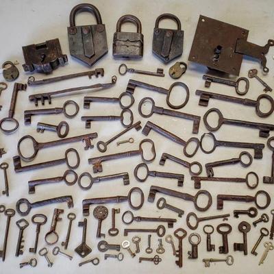 Old key & padlock collection.