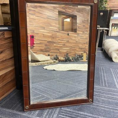 Brown wall mirror, with gold accents 
22Wx32H
$25.00