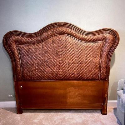 Queen woven and rattan wood headboard 22W x 64H.  Excellent  condition, beautiful finish.  $275.00