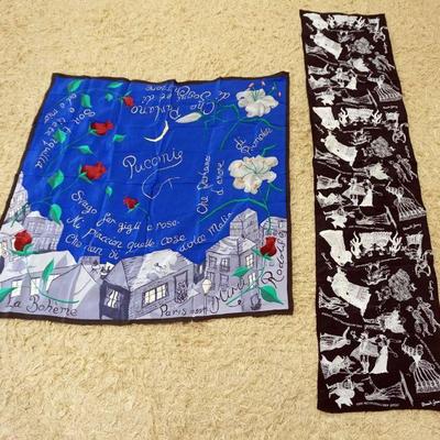 1128	2 METROPOLITAN OPERA SCARVES, 1 BY EDWARD GOVEY AND 1 BY NADIA RODEN, CALL WITH CONDITION QUESTIONS
