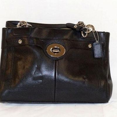 1048	COACH BLACK PEBBLED LEATHER SATCHEL, APPROXIMATELY 13 IN L X 9 IN H X 4 IN
