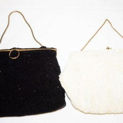 1098	2 BEADED BAGS BOTH MADE IN FRANCE, WHITE ONE MARKED JOSEPH
