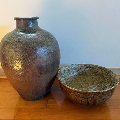 KDE005- Art Pottery Vase & Bowl