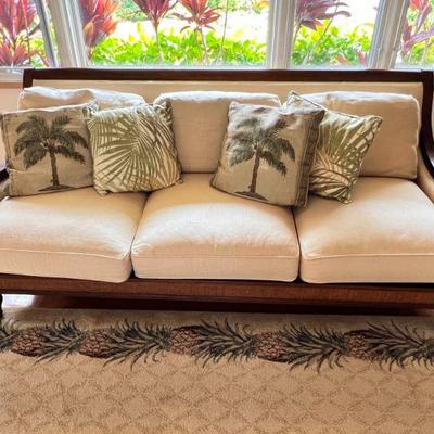 KDE026- 3 Seater Wooden Woven Trim Sofa