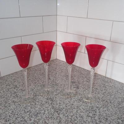 Cranberry wine glasses set of 4