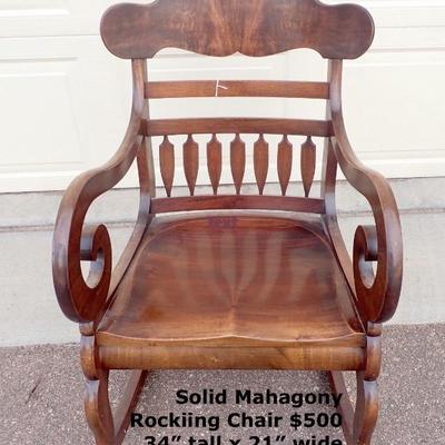 Solid Mahogany Wood Rocking Chair