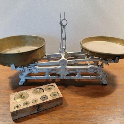 antique scale with weights