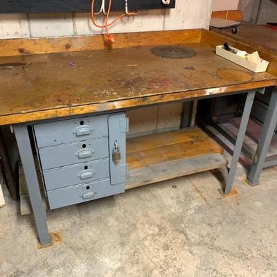 2  heavy work benches w/ lockable drawers